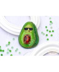 Beaded brooch kit -Cool avocado, Tela Artis. Bead Embroidery, Needlework beading kit.