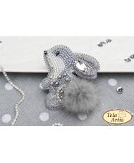 Beaded brooch kit -Bunny, Tela Artis. Bead Embroidery, Needlework beading kit.