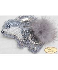 Beaded brooch kit -Bunny, Tela Artis. Bead Embroidery, Needlework beading kit.