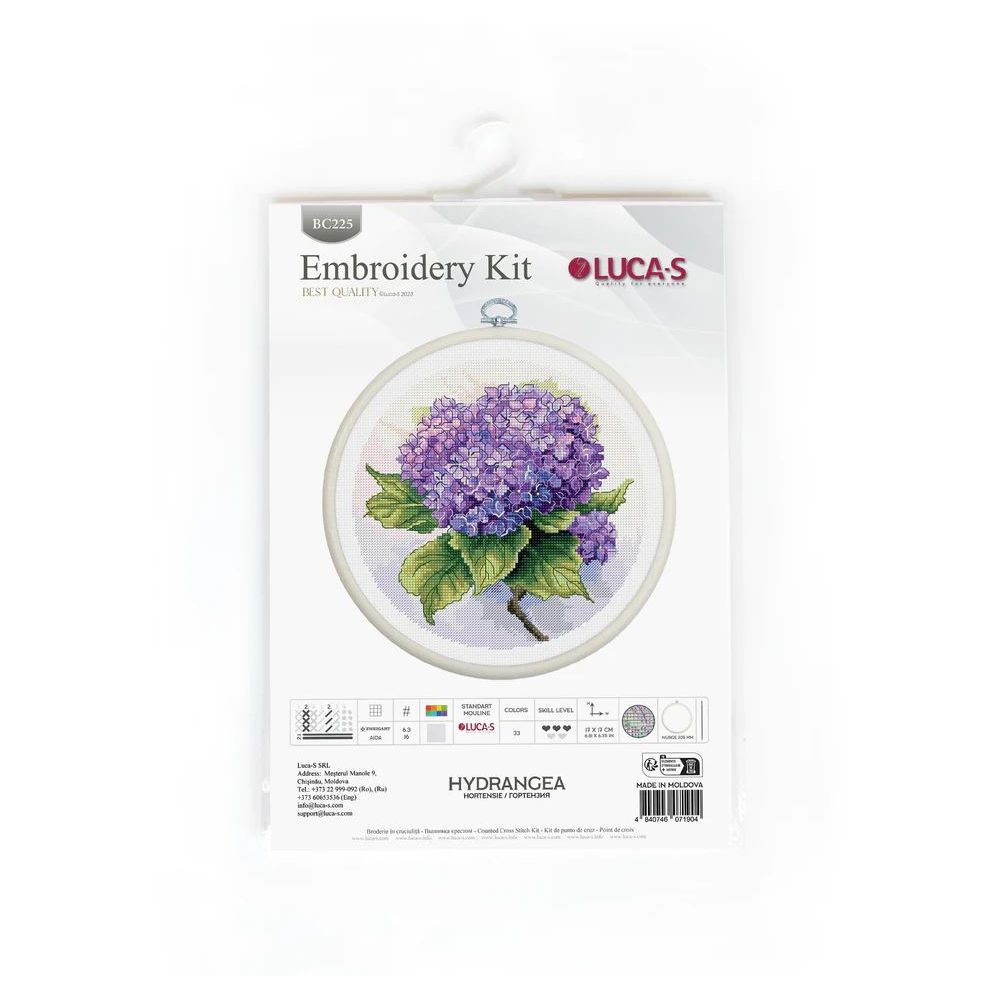 Cross Stitch Kit with frame, Luca-S - Hydrangea, BC225