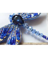 Beaded brooch kit -Blue Dragonfly, Tela Artis. Bead Embroidery, Needlework beading kit.