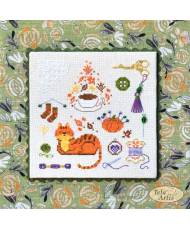 Counted Cross Stitch Winter Amber Embroidery sampler Tela-Artis X-312, Evenweave Fabric, hand-dyed DMC muslin, melange