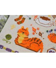 Counted Cross Stitch Winter Amber Embroidery sampler Tela-Artis X-312, Evenweave Fabric, hand-dyed DMC muslin, melange