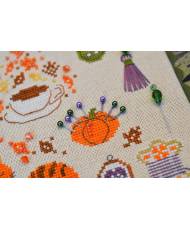 Counted Cross Stitch Winter Amber Embroidery sampler Tela-Artis X-312, Evenweave Fabric, hand-dyed DMC muslin, melange