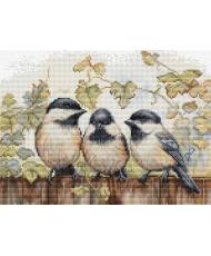 Cross Stitch Kit Luca-S - Chickadees On The Fence , BU5066