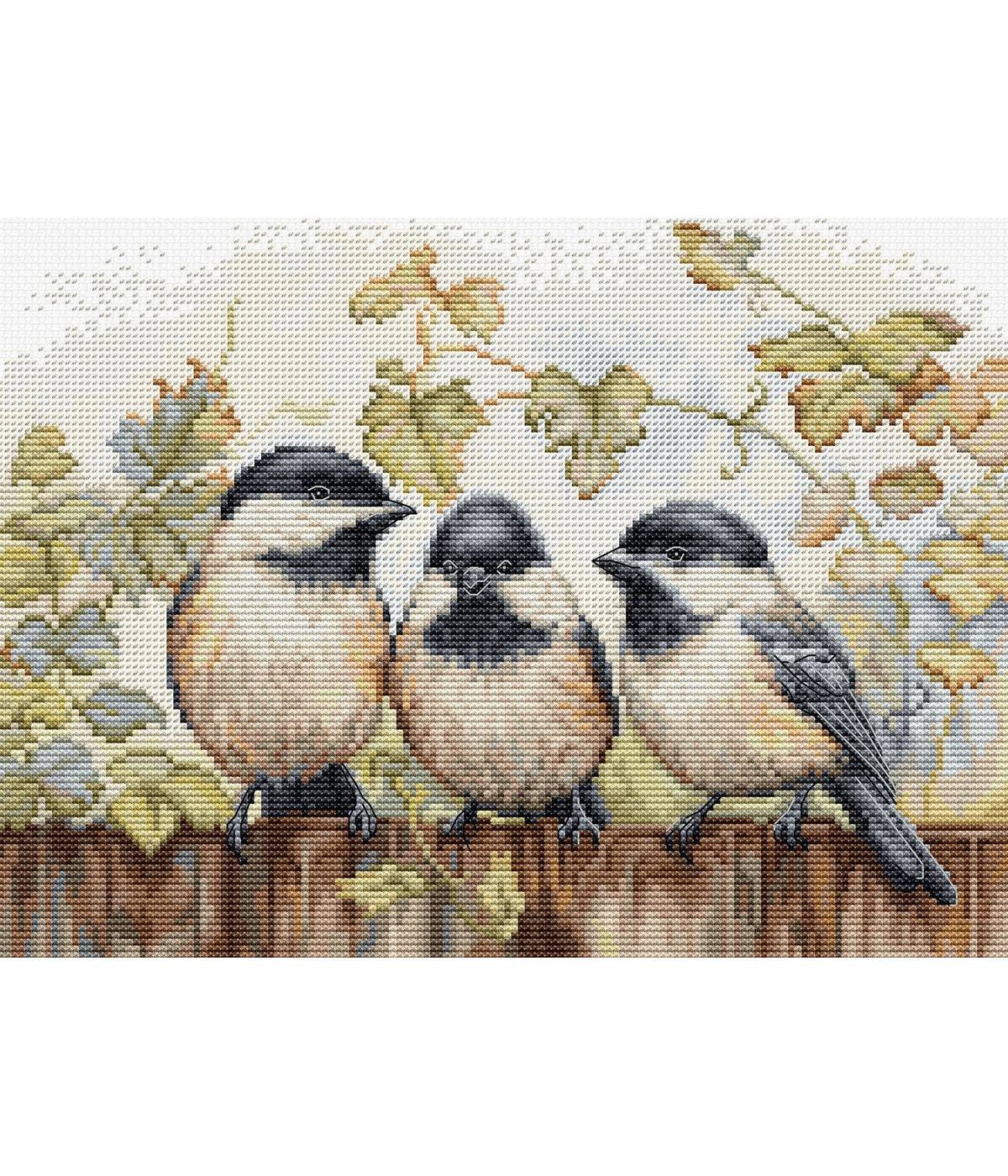 Cross Stitch Kit Luca-S - Chickadees On The Fence , BU5066