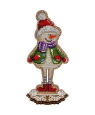 Bead Embroidery Kit Snowman, LK-299. Fast DIY Kit ( beads , thread, needle, plywood base included)