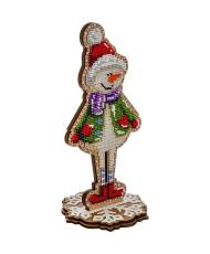 Bead Embroidery Kit Snowman, LK-299. Fast DIY Kit ( beads , thread, needle, plywood base included)