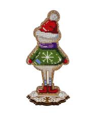 Bead Embroidery Kit Snowman, LK-299. Fast DIY Kit ( beads , thread, needle, plywood base included)