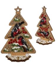 Bead Embroidery Kit Tree with Birds, LK-300. Fast DIY Kit ( beads , thread, needle, plywood base included)