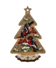 Bead Embroidery Kit Tree with Birds, LK-300. Fast DIY Kit ( beads , thread, needle, plywood base included)