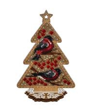 Bead Embroidery Kit Tree with Birds, LK-300. Fast DIY Kit ( beads , thread, needle, plywood base included)