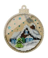 Bead Embroidery Kit on Wood, Snow House, LK-366