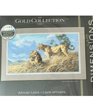 Dimensions Gold Collection Counted Cross Stitch Kit  African Lions (Aida 18ct), 3866