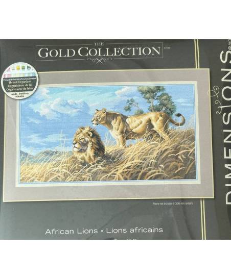 Dimensions Gold Collection Counted Cross Stitch Kit  African Lions (Aida 18ct), 3866