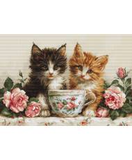 Cross Stitch Kit Luca-S GOLD - Morning of the Cats, BU5070