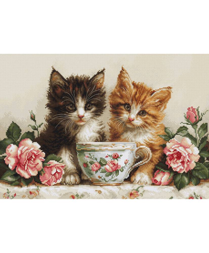 Cross Stitch Kit Luca-S GOLD - Morning of the Cats, BU5070