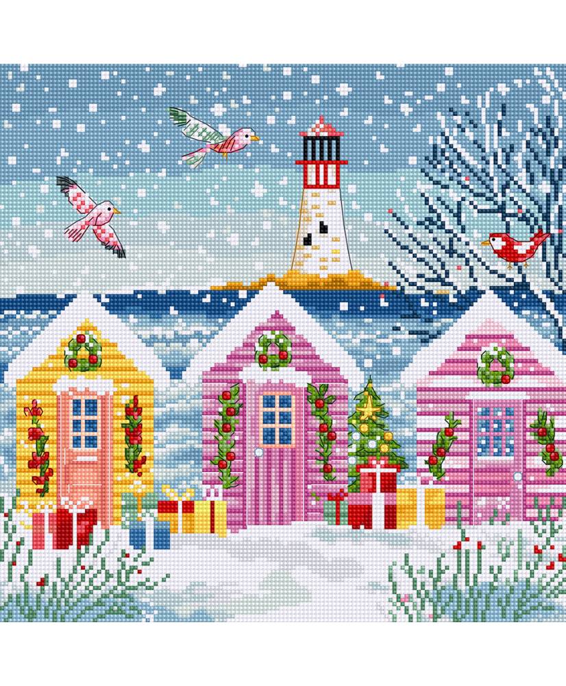 Cross-Stitch Kit Snowy Sea Cottages  LETISTITCH L9915