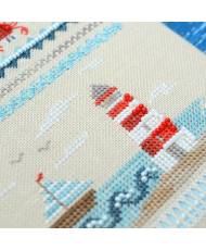 Counted Cross Stitch Kit Sampler Sea Adventures Tela-Artis X-034, Evenweave Fabric, hand-dyed DMC muline, melang