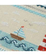 Counted Cross Stitch Kit Sampler Sea Adventures Tela-Artis X-034, Evenweave Fabric, hand-dyed DMC muline, melang