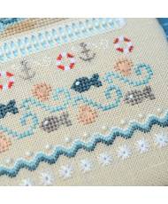 Counted Cross Stitch Kit Sampler Sea Adventures Tela-Artis X-034, Evenweave Fabric, hand-dyed DMC muline, melang