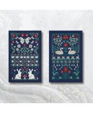 Premium Counted Cross Stitch Kit Sampler Summer Night Tela-Artis X-035, 16Ct., hand-dyed DMC muline, melange