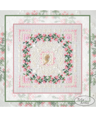 Counted Cross Stitch Needlework Rose marshmallow sampler Tela-Artis X-602, Evenweave Fabric, hand-dyed DMC muslin, melange