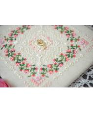 Counted Cross Stitch Needlework Rose marshmallow sampler Tela-Artis X-602, Evenweave Fabric, hand-dyed DMC muslin, melange