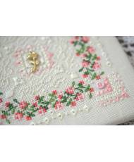 Counted Cross Stitch Needlework Rose marshmallow sampler Tela-Artis X-602, Evenweave Fabric, hand-dyed DMC muslin, melange