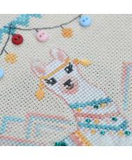 Counted Cross Stitch Kit Sampler Cheerful llama Tela-Artis X-610, hand-dyed DMC muline, melange