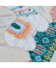 Counted Cross Stitch Kit Sampler Cheerful llama Tela-Artis X-610, hand-dyed DMC muline, melange