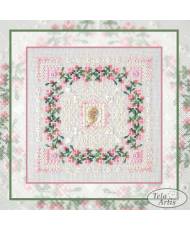 Counted Cross Stitch Needlework Rose marshmallow sampler Tela-Artis X-602, Evenweave Fabric, hand-dyed DMC muslin, melange