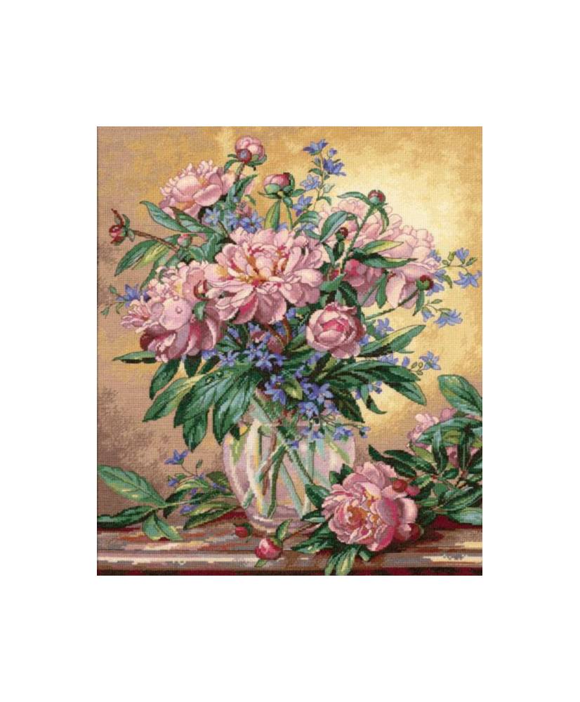 Dimensions Gold Collection Counted Cross Stitch Kit Peonies & Canterbury Bells (Aida 18ct), 35211