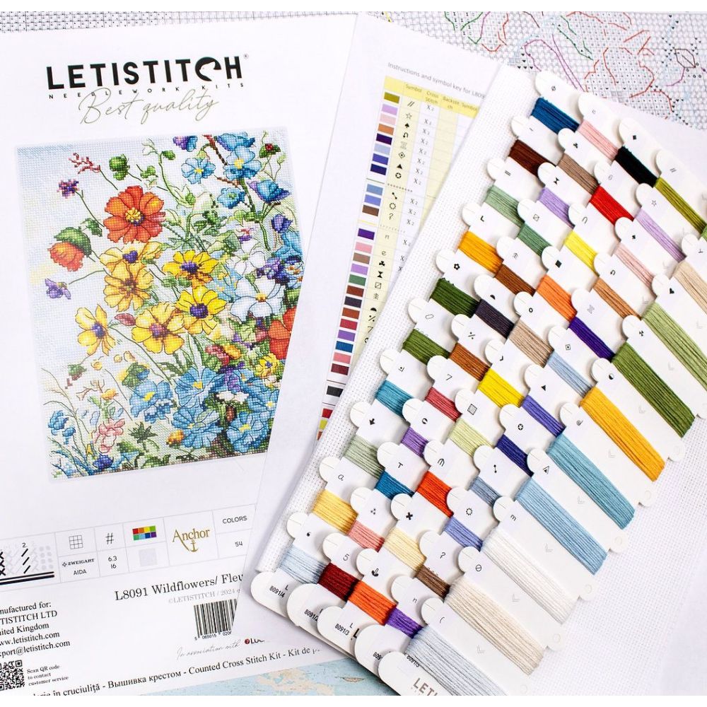 Cross Stitch Kit Wildflowers/ Fleurs sauvages, LETISTITCH, L8091