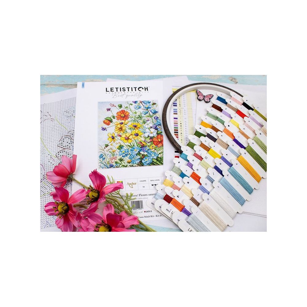 Cross Stitch Kit Wildflowers/ Fleurs sauvages, LETISTITCH, L8091