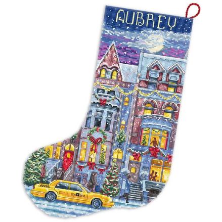Cross Stitch Kit “Winter Townhouse Stocking” LETISTITCH L8085