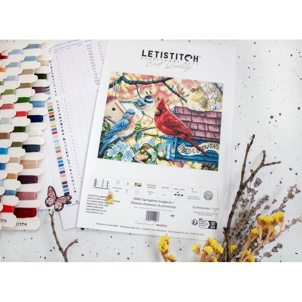 Cross Stitch Kit “Springtime Songbirds” LETISTITCH L8062
