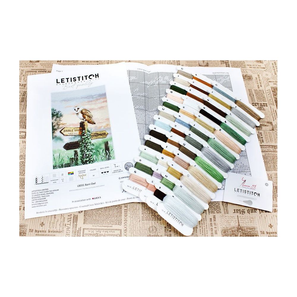 LetiStitch Counted Cross Stitch Kit L8031 – Barn Owl
