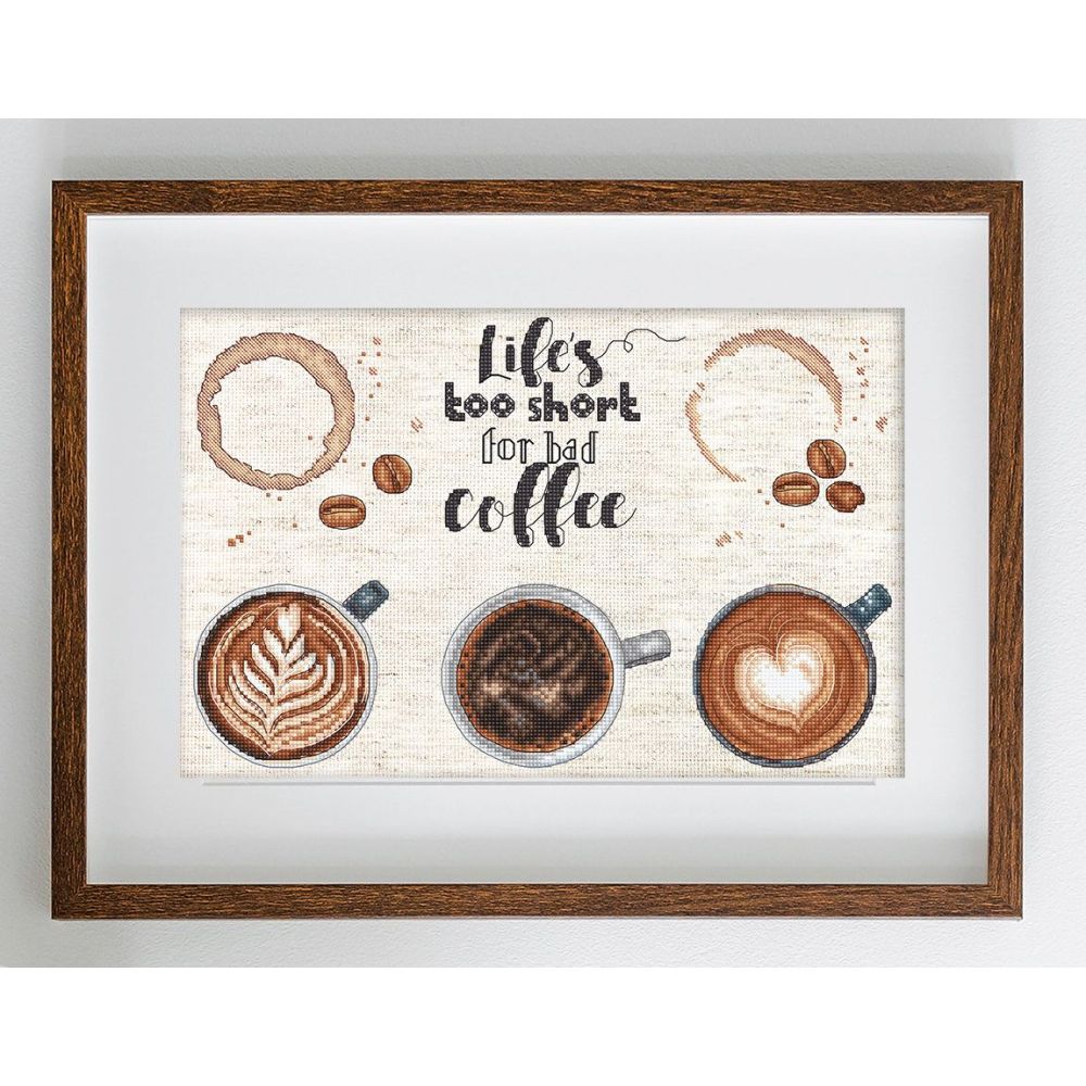 Letistitch Life’s too short for a bad coffee, Cross Stitch Kit L8097