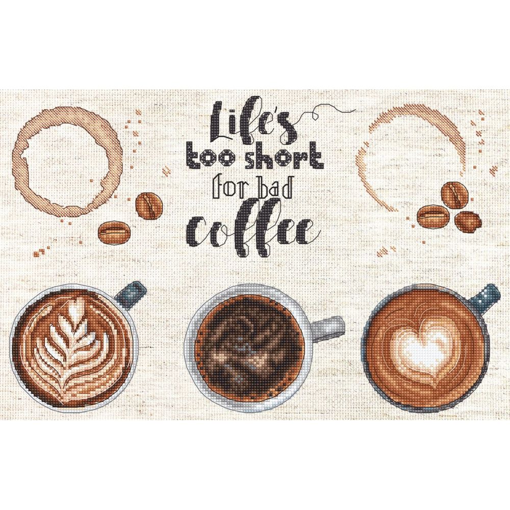 Letistitch Life’s too short for a bad coffee, Cross Stitch Kit L8097