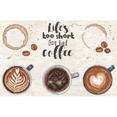 Letistitch Life’s too short for a bad coffee, Cross Stitch Kit L8097