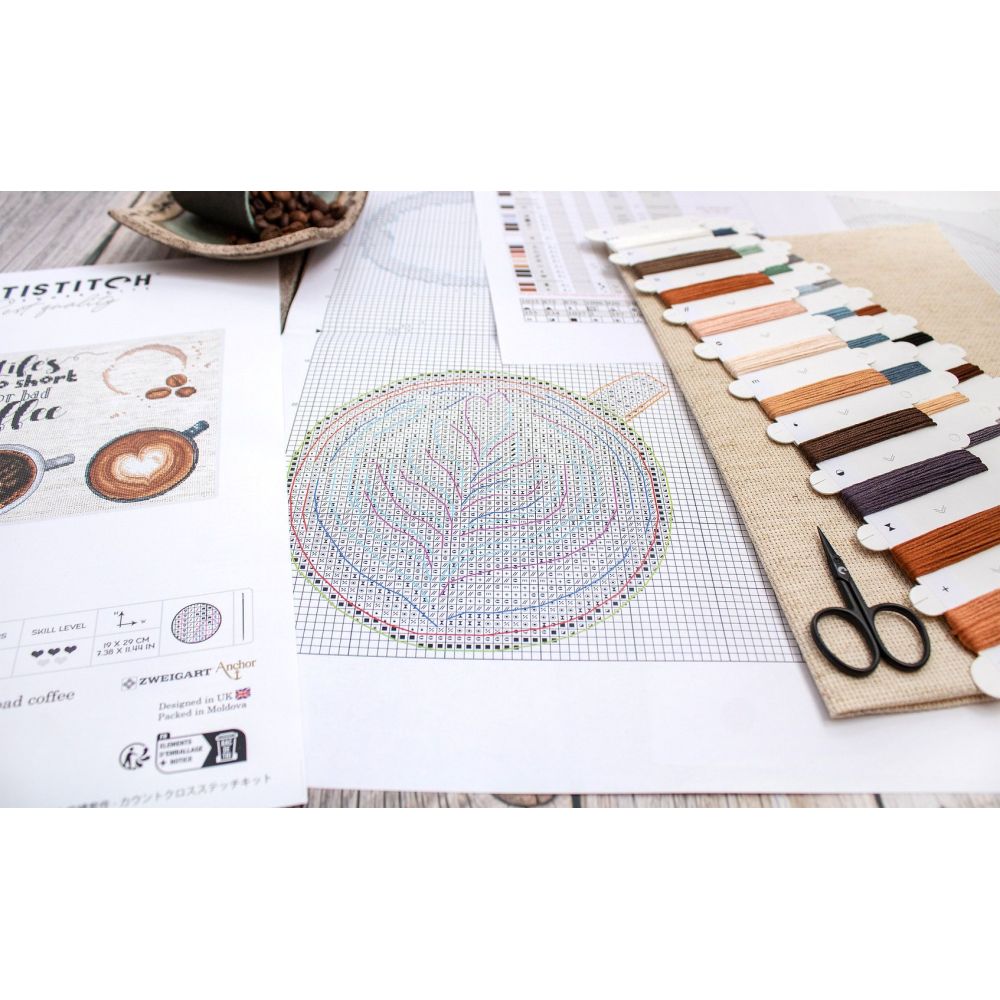 Letistitch Life’s too short for a bad coffee, Cross Stitch Kit L8097