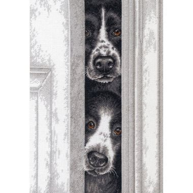 Counted Cross Stitch Kit Peeking Pups, Dimensions 70-35400