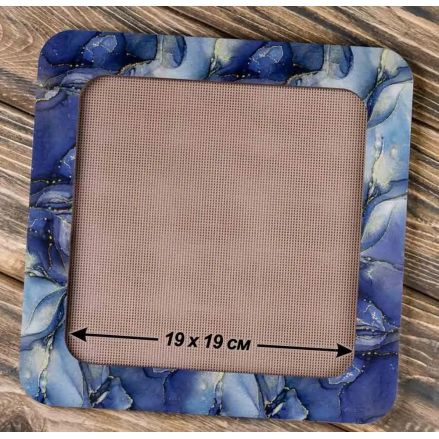 Extra Big Hoop with magnetic holders from plywood for Embroidery and Cross stitching, gray-blue marble color, 7.5x7.5 IN