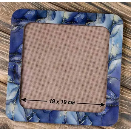 Extra Big Hoop with magnetic holders from plywood for Embroidery and Cross stitching, gray-blue marble color, 7.5x7.5 IN