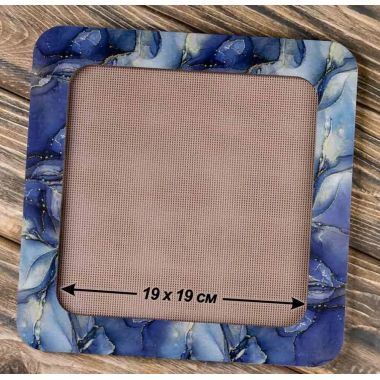 Extra Big Hoop with magnetic holders from plywood for Embroidery and Cross stitching, gray-blue marble color, 7.5x7.5 IN