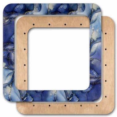 Extra Big Hoop with magnetic holders from plywood for Embroidery and Cross stitching, gray-blue marble color, 7.5x7.5 IN