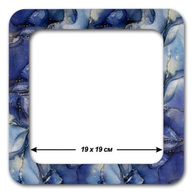 Extra Big Hoop with magnetic holders from plywood for Embroidery and Cross stitching, gray-blue marble color, 7.5x7.5 IN