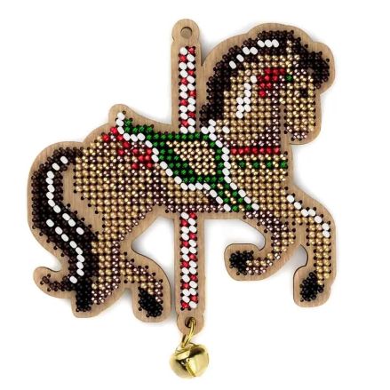 Wonderland Crafts Wooden Bead Embroidery Kit FLK-512 – Christmas Ornament Forest Horse