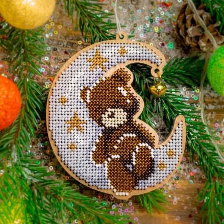 Bead Embroidery Kit on Wood, Moon Animals, Wonderland Crafts FLK-507